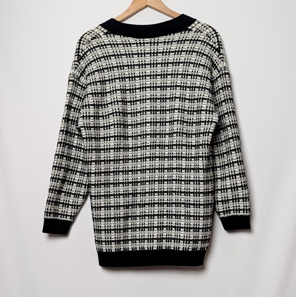 BABATON Lacer Tweed Cardigan Wool Sweater Pearl Buttons Black White XXS Aritzia - Picture 12 of 14